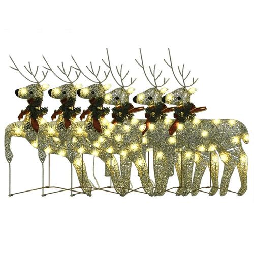 Julerensdyr 6 stk. 120 LED'er guldfarvet