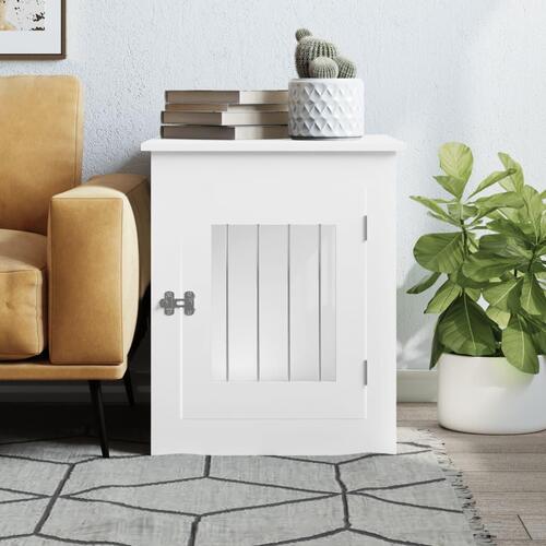 Hundebur 55x75x65 cm konstrueret træ hvid