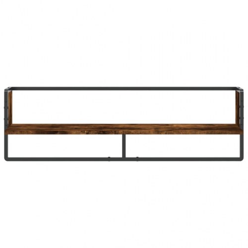 Væghylde med stang 100x25x30 cm røget egetræsfarve
