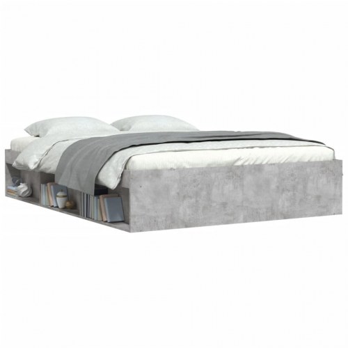 Sengeramme med opbevaring 150x200 cm - betongrå