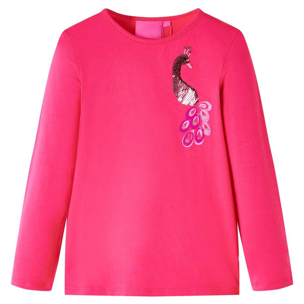 Langærmet T-shirt til børn str. 140 pink