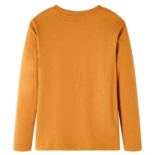 Langærmet T-shirt til børn str. 128 okkergul