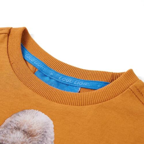 Langærmet T-shirt til børn str. 128 okkergul