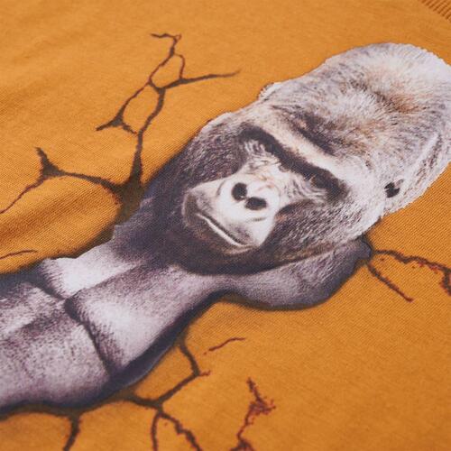 Langærmet T-shirt til børn str. 128 okkergul
