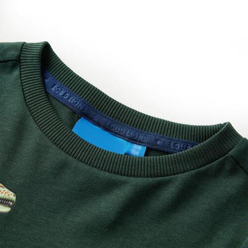 Langærmet T-shirt til børn str. 116 mørkegrøn