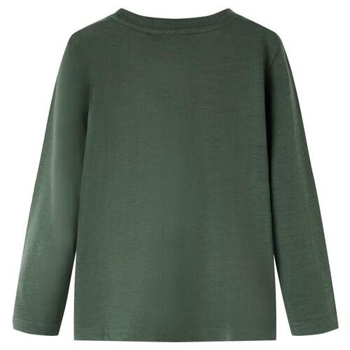 Langærmet T-shirt til børn str. 128 cm mørkegrøn