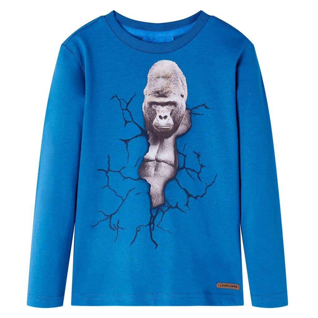 Langærmet T-shirt til børn str. 128 petroleumsblå