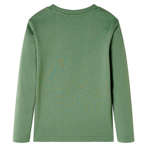 Langærmet T-shirt til børn str. 92 lys kakifarve