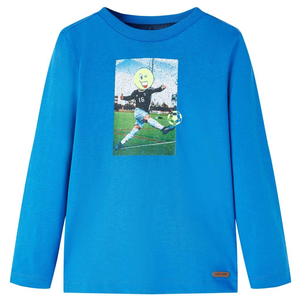 Langærmet T-shirt til børn str. 116 koboltblå billede