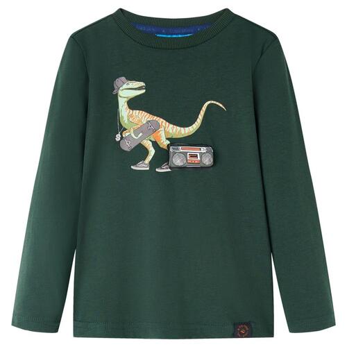 Langærmet T-shirt til børn str. 104 mørkegrøn