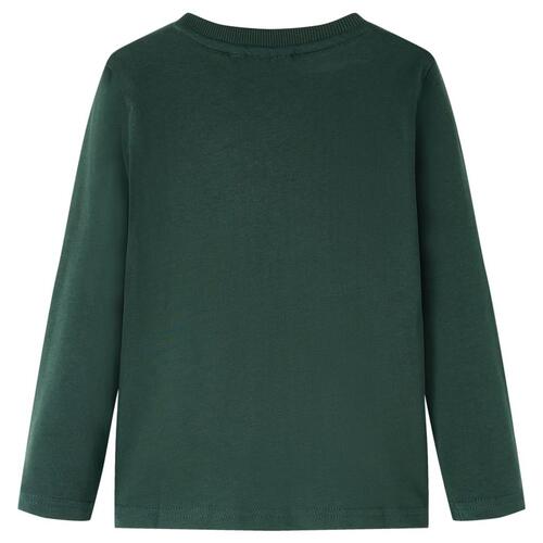 Langærmet T-shirt til børn str. 104 mørkegrøn