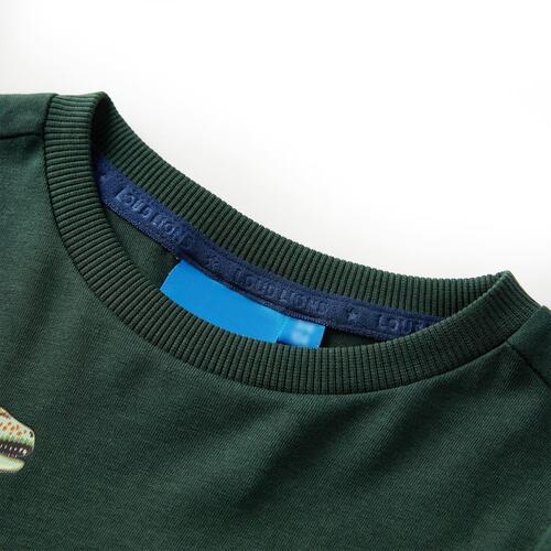 Langærmet T-shirt til børn str. 104 mørkegrøn