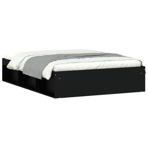 Sengeramme 135x190 cm - sort dobbeltseng med opbevaring