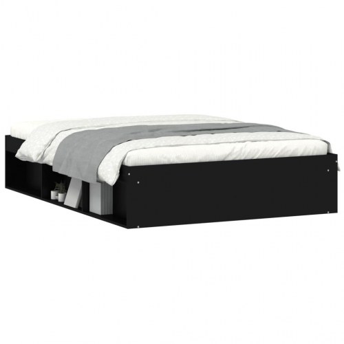 Sengeramme 135x190 cm - sort dobbeltseng med opbevaring