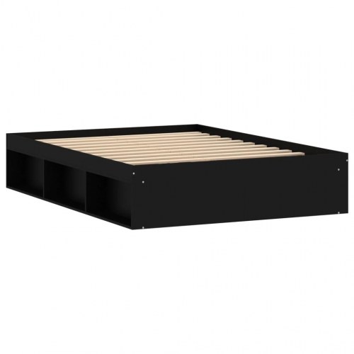 Sengeramme 135x190 cm - sort dobbeltseng med opbevaring