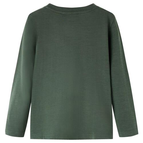 Langærmet T-shirt til børn str. 116 cm mørkegrøn