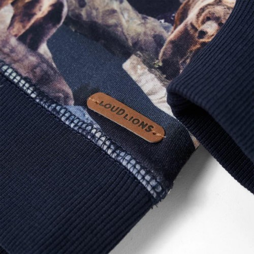 Sweatshirt til børn - str. 116, marineblå med bjørneprint