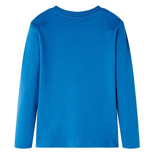 Langærmet T-shirt til børn str. 116 petroleumsblå