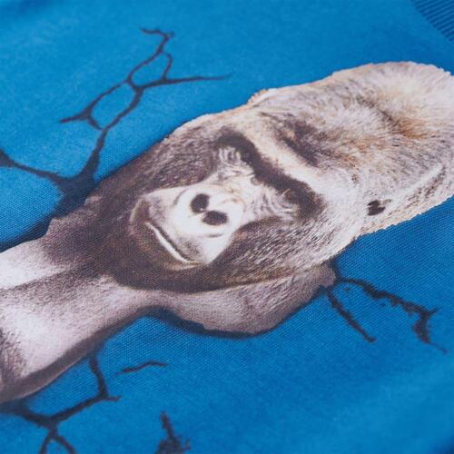 Langærmet T-shirt til børn str. 116 petroleumsblå