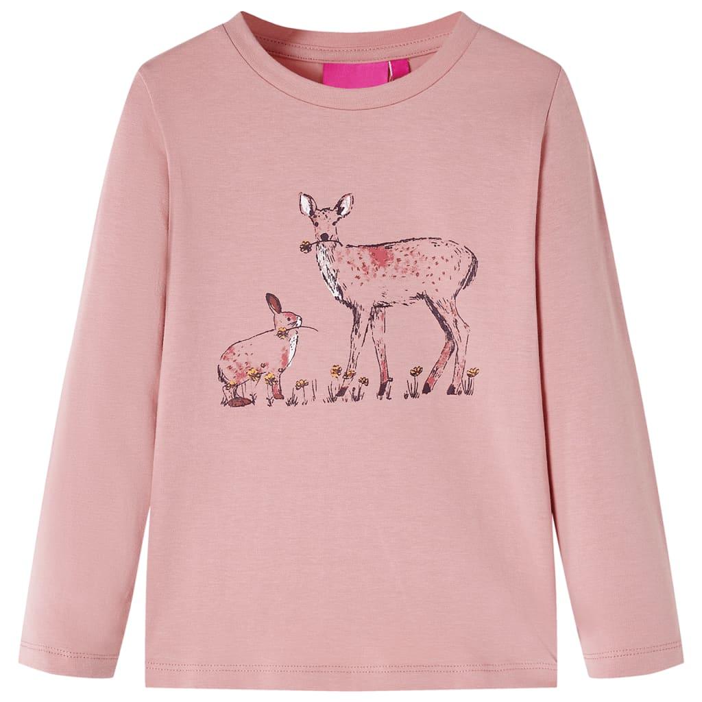Langærmet T-shirt til børn str. 104 lyserød billede