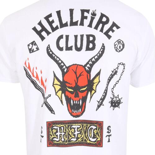 Kortærmet T-shirt Stranger Things Helfire Club Hvid Unisex M