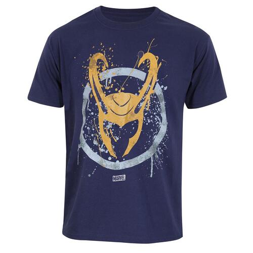 Kortærmet T-shirt Marvel Splatter Logo Blå Unisex L
