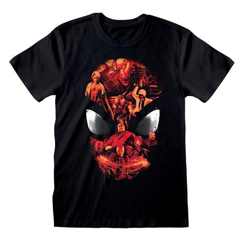 Kortærmet T-shirt Spider-Man Character Roster Sort Unisex L