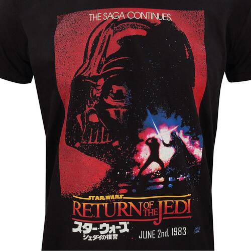 Kortærmet T-shirt Star Wars Vader Poster Sort Unisex L