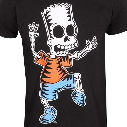 Kortærmet T-shirt The Simpsons Skeleton Bart Sort Unisex L