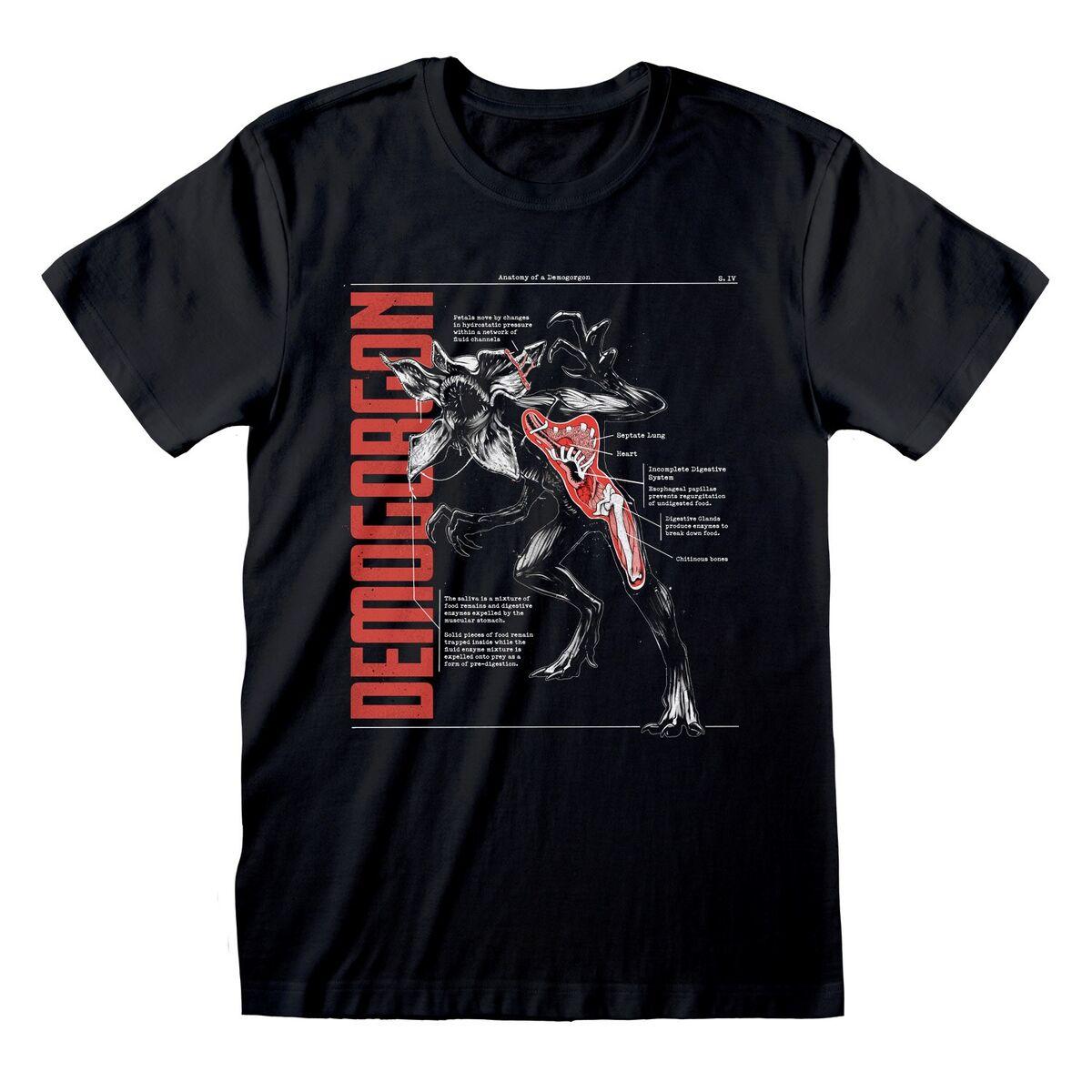 Kortærmet T-shirt Stranger Things Anatomy of a Demogorgan Sort Unisex L