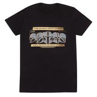 Kortærmet T-shirt The Mandalorian Row of Helmets Sort Unisex XXL