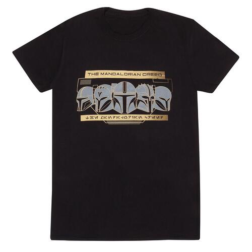 Kortærmet T-shirt The Mandalorian Row of Helmets Sort Unisex XXL