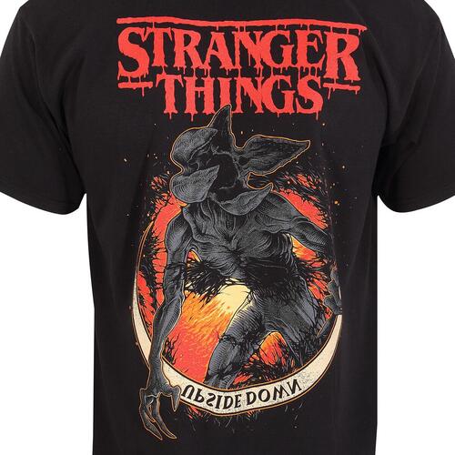 Kortærmet T-shirt Stranger Things Demogorgon Upside Down Sort Unisex XXL