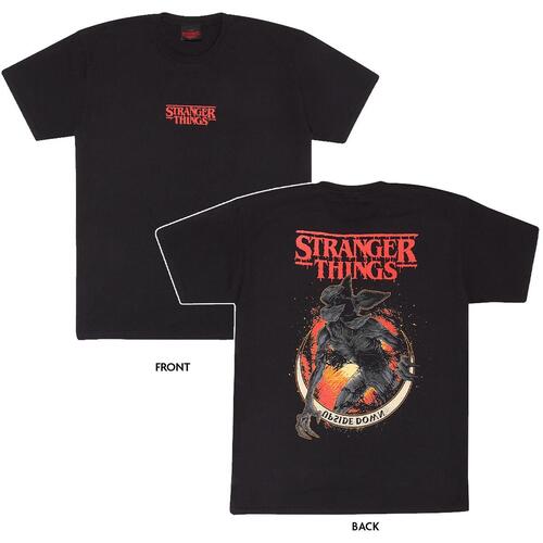 Kortærmet T-shirt Stranger Things Demogorgon Upside Down Sort Unisex XXL