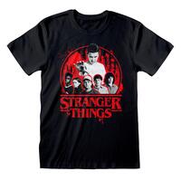 Kortærmet T-shirt Stranger Things Circle Logo Sort Unisex XL