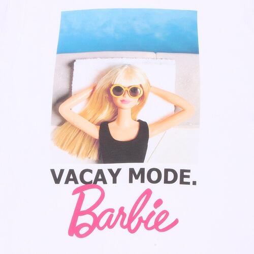 Kortærmet T-shirt Barbie Vacay Mode Hvid Unisex S