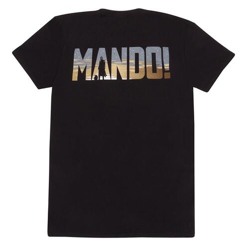 Kortærmet T-shirt The Mandalorian Row of Helmets Sort Unisex S