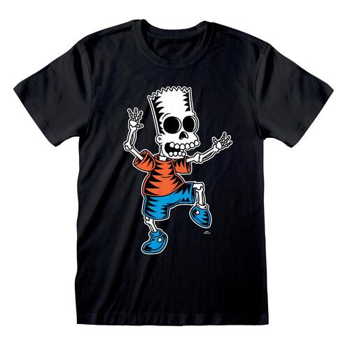 Kortærmet T-shirt The Simpsons Skeleton Bart Sort Unisex M