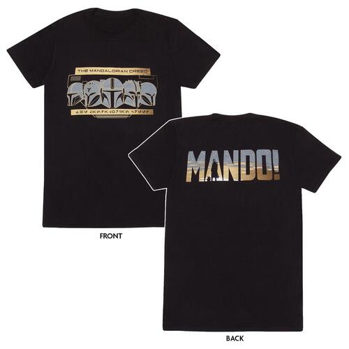 Kortærmet T-shirt The Mandalorian Row of Helmets Sort Unisex XL