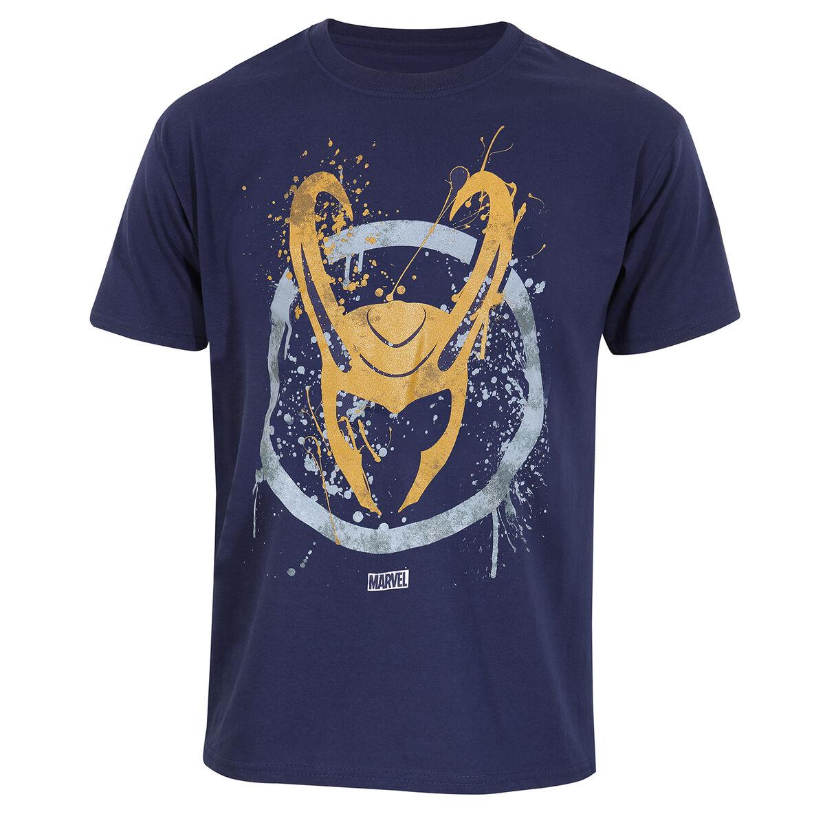 Kortærmet T-shirt Marvel Splatter Logo Blå Unisex S