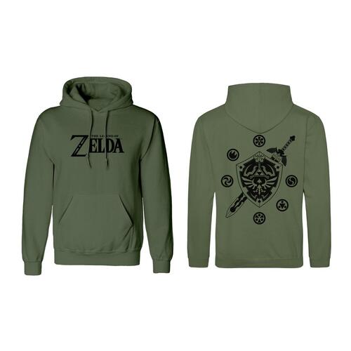 Unisex Hættetrøje The Legend of Zelda Logo and Shield Grøn M