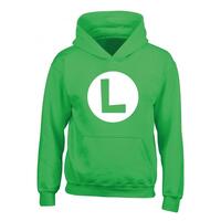 Unisex Hættetrøje Super Mario Luigi Badge Grøn 5-6 år