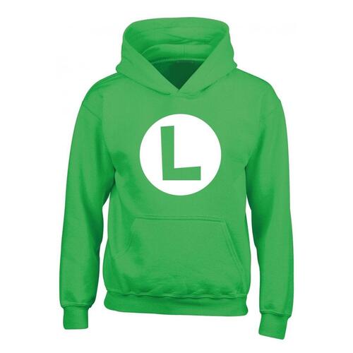 Unisex Hættetrøje Super Mario Luigi Badge Grøn 5-6 år