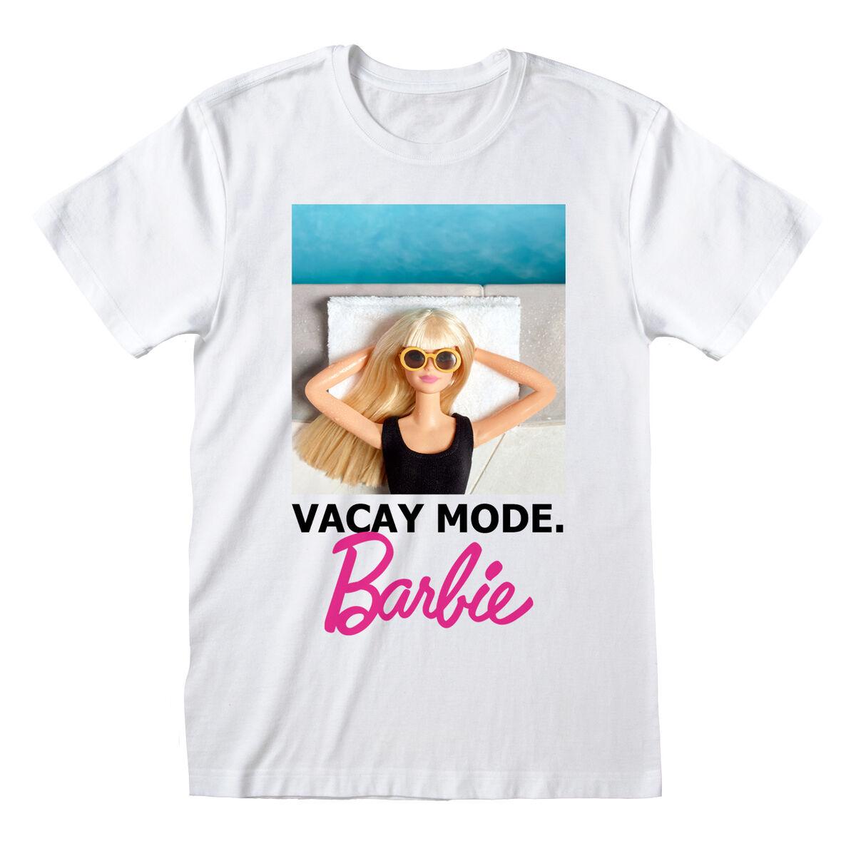 Kortærmet T-shirt Barbie Vacay Mode Hvid Unisex XXL