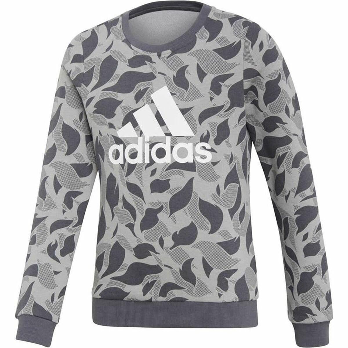 Sweatshirt uden hætte til piger Adidas ID Crew Grå Lysegrå 7-8 år