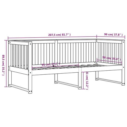 Daybed 90x200 cm massivt fyrretræ hvid