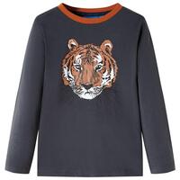 Langærmet T-shirt til børn str. 92 antracitgrå