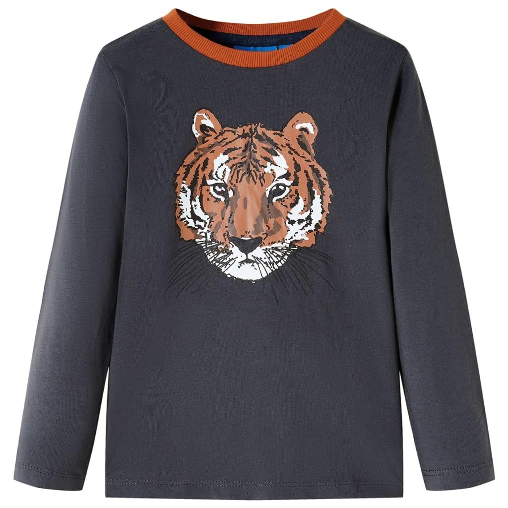 Langærmet T-shirt til børn str. 92 antracitgrå