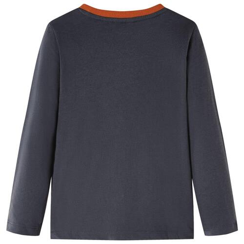 Langærmet T-shirt til børn str. 116 antracitgrå