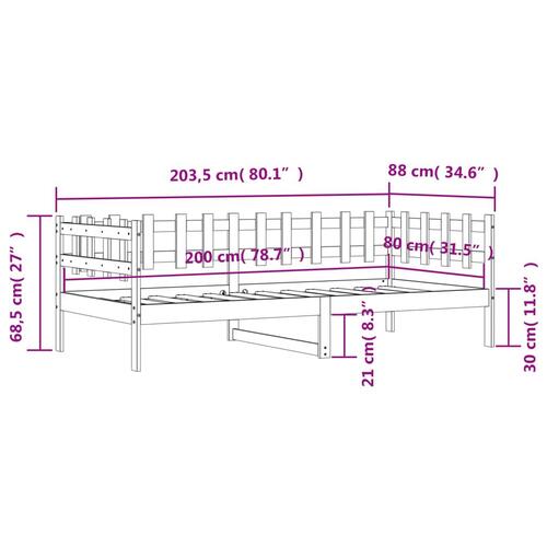 Daybed 80x200 cm massivt fyrretræ